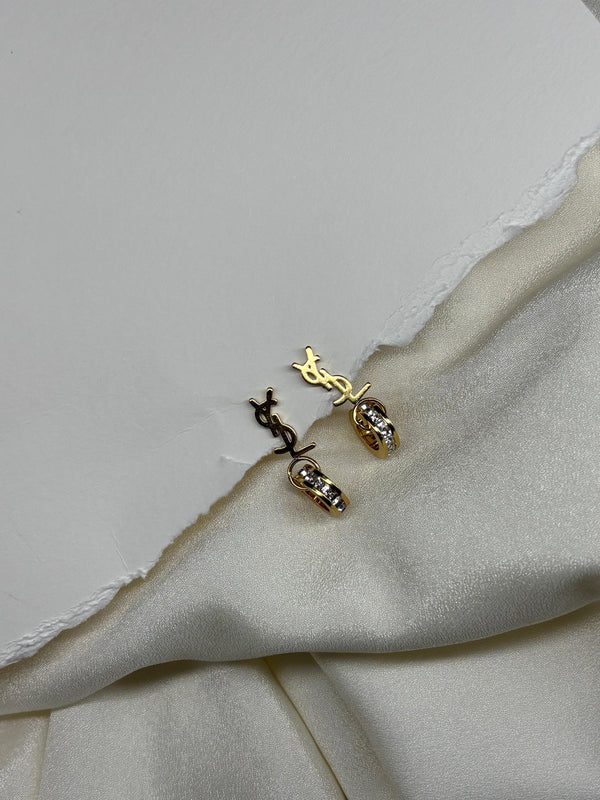 YSL Inspired Gold Hoop Drop Earrings