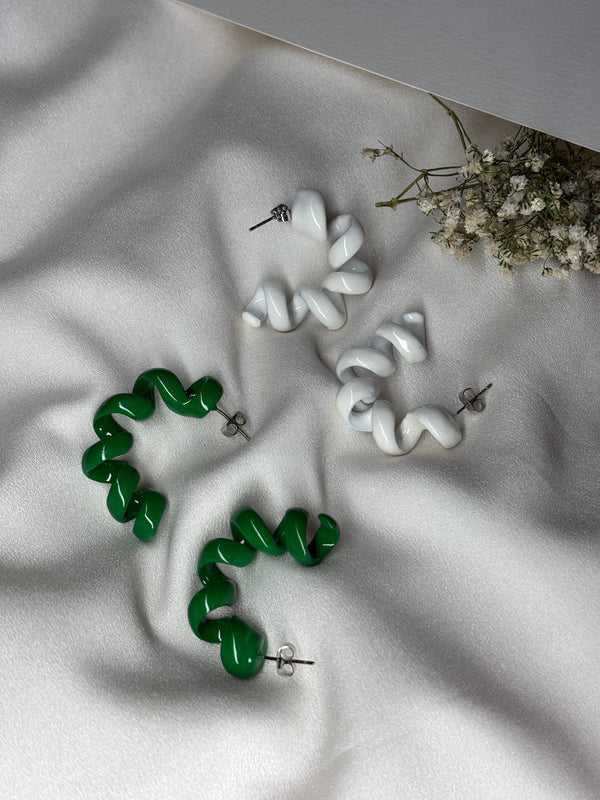 Spiral Earrings in Enameled Sterling Silver